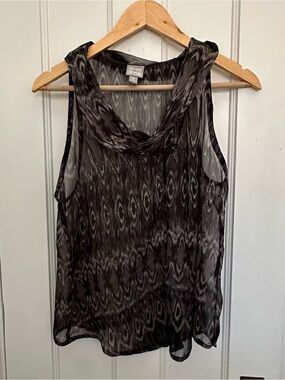 Converse Black Sheer Patterned Cowl Neck Camisole